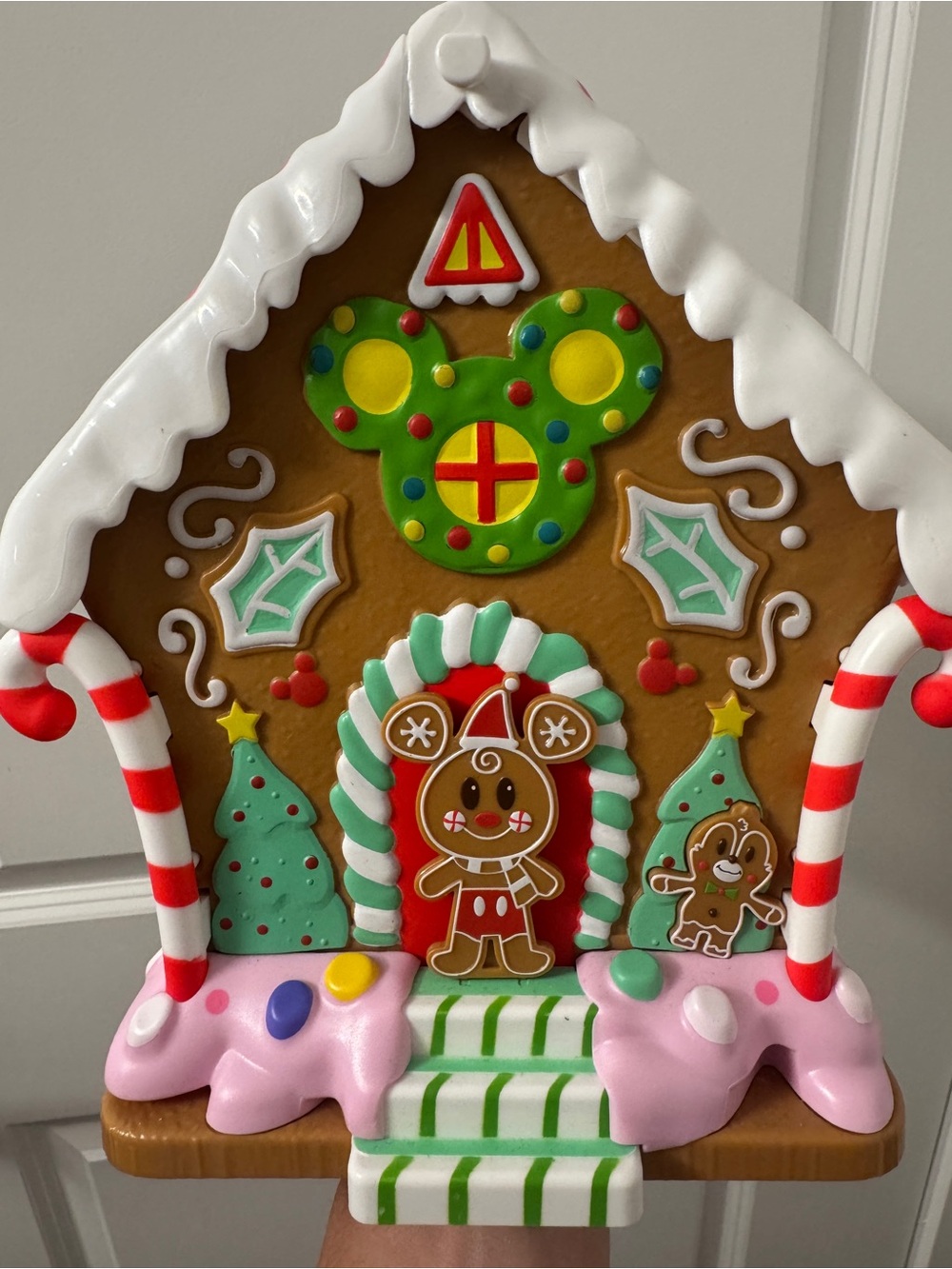 Disney Gingerbread House Holiday Figurine - Pink, Green, Red, White